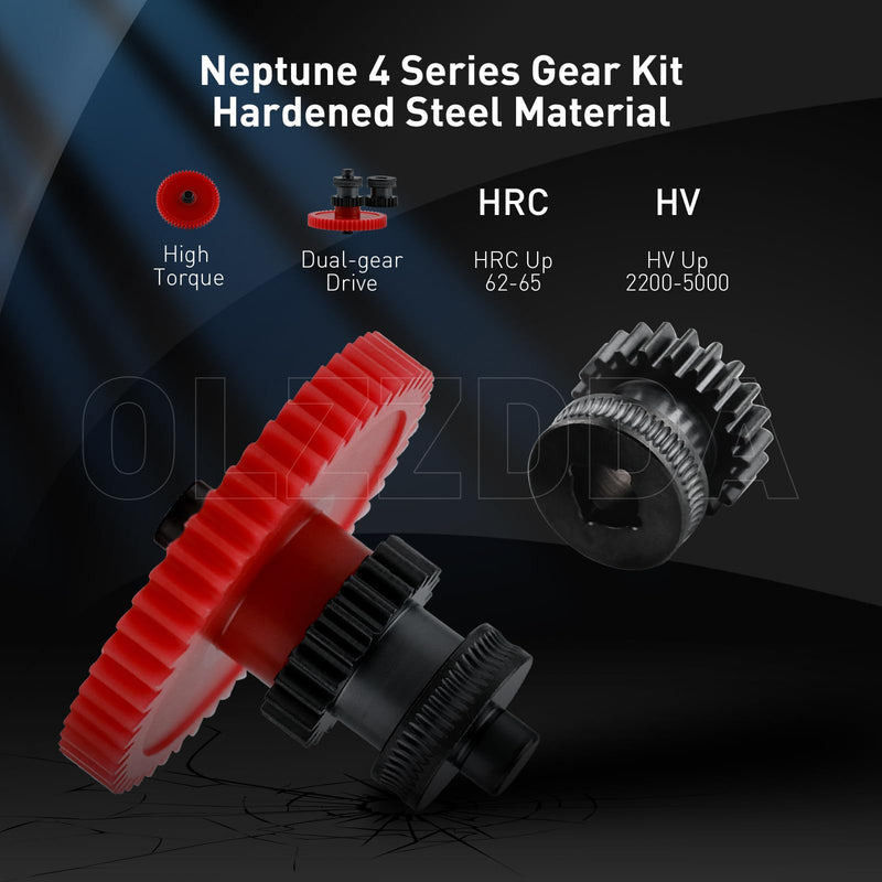 Hardened Steel Extruder Gear Kit for Neptune 4 Series, 3D Printer DLC Nano Coating Hardened Steel Extruder Dual Gear and POM Gear Kit for Elegoo Neptune 4/Pro/Plus/Max