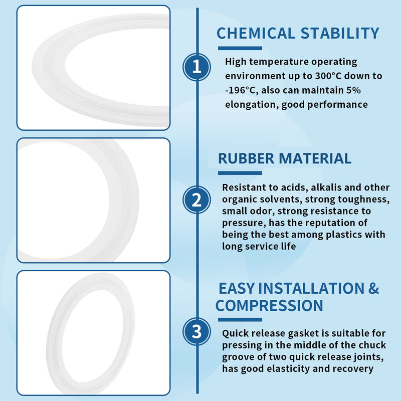 10Pcs 2" Tri Clamp Gasket, Sanitary Standard Silicone Tri-Clover O-Ring Fits OD 64mm Sanitary Pipe Weld Ferrule 2" ID:48mm, OD:64mm