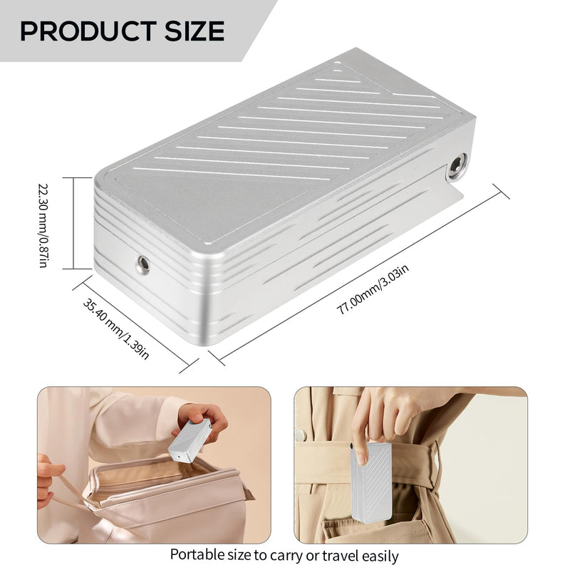 Pill Cutter for Small and Tiny Pills, Professional Aluminum Pill Splitter with Auto Centering Device and 2 Replaceable Stainless Steel Blades, Portable Pill Splitter with PU Case (Silver) Silver