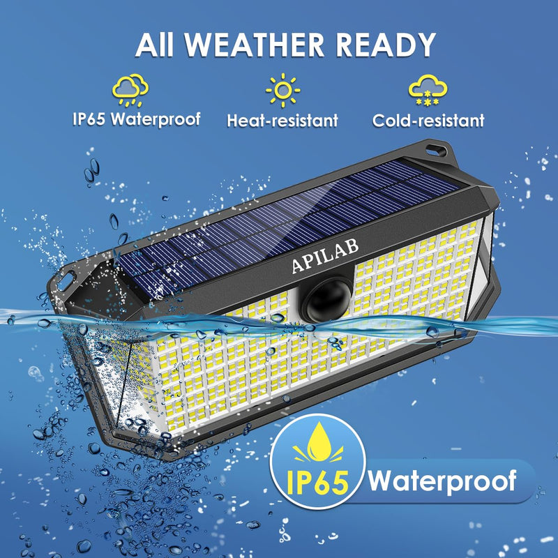 Solar Outdoor Lights, 416 LED 4000LM Motion Sensor Outdoor Lights, 3 Mode Solar Security Lights with 270°Wide Angle, IP65 Waterproof Solar Powered Wall Lights for Outside Yard Garage Deck Fence 2 Pack