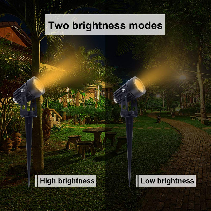 APONUO Metal Solar Spot Lights Outdoor with 9.8ft Cable Solar Powered Landscape Lighting Low Voltage IP65 Waterproof Auto On/Off for Outside Garden Yard Landscape Pathway Garage-Warm White(2-in-1) Warm White 2-IN-1