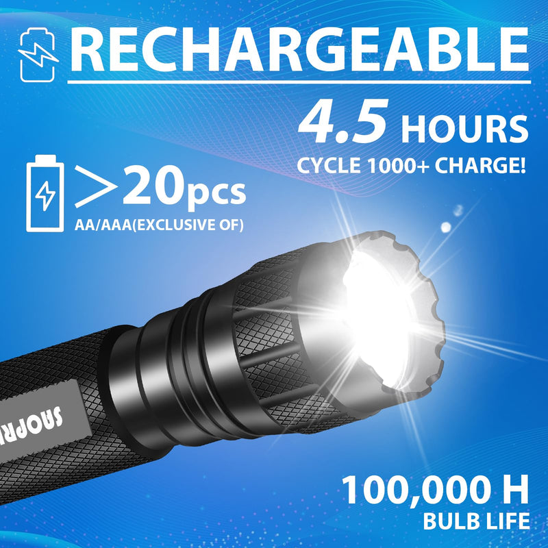 Tactical Flashlights High Lumen-Police 1200 LM Flashlight with Holster for Duty Belt,Single Mode LED Flashlight for Camping/Law Enforcement-Sentinel-X1 Black