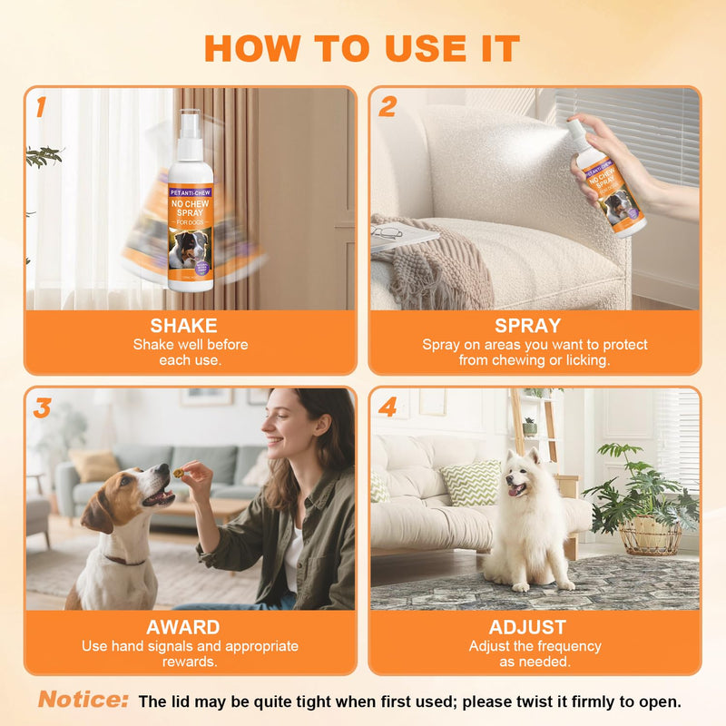 No Chew Spray for Dogs, Bitter Spray for Dogs to Stop Chewing & Licking, Natural Ingredients, Stop Destructive Behavior, Effectively Protect The Safety of Furniture,Plant,Shoes(120ml) 120ML