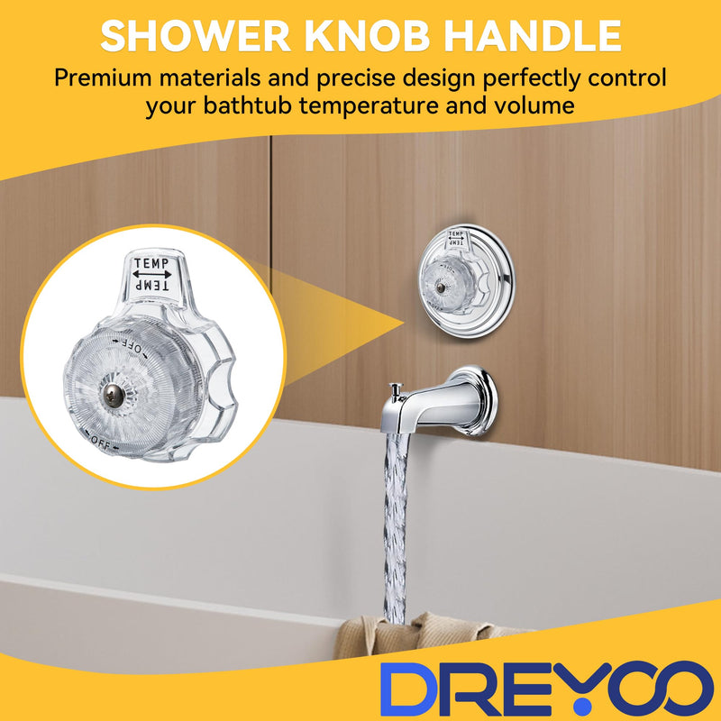 Dreyoo 1 Set Compatible with MXT11 Temperature and Volume Handles Compatible with Mixet Tub and Shower Knob Replacement Shower Volume Control Handle Bathtub Temperature Control (Clear Acrylic) Clear Acrylic