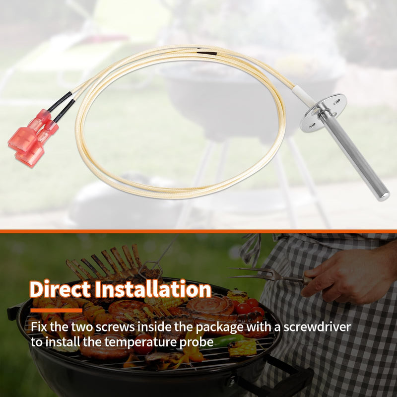 RTD Temperature Probe Sensor Compatible with Recteq Bullseye 380, RT-B380, RT-B380X, Wood Pellet Grills Stainless Steel Temperature Sensor Replacement