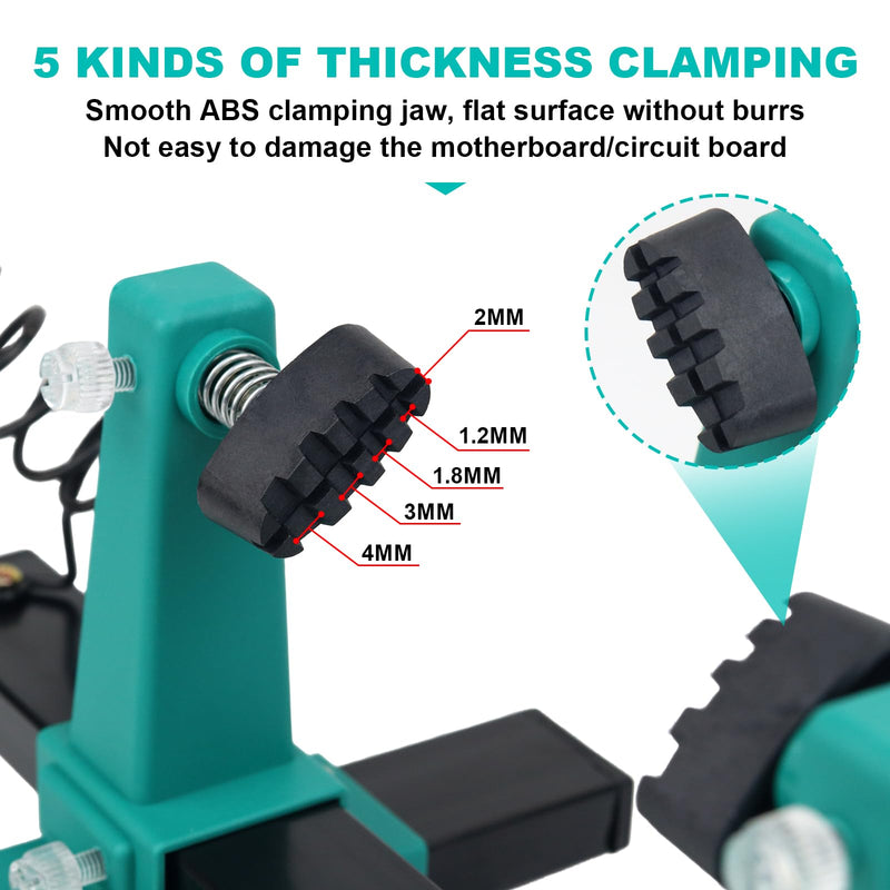Circuit Board Soldering Kit, PCB Holder Soldering Helping Hands, 360 Degree Rotatable Solder Holder, for Clamping Printed Circuit Board Motherboard Perf Board (1.2mm 1.8mm 2mm 3mm 4mm)