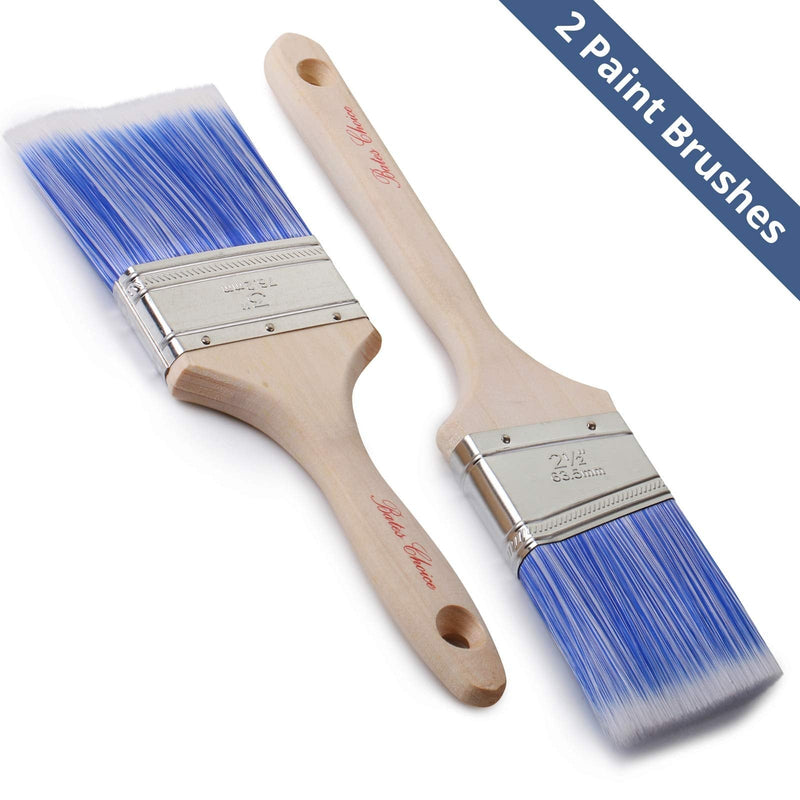 Bates - 2 Pack, Wood Handle, Paint Brushes Set, Professional House, Trim, Sash Paint Brush Wood Handle Angle/Flat 2 Pack, 2.5” & 3”