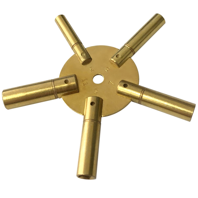 Jewellers Tools 2-10 & 3-11 Clock Key Set: Winged Brass Spider Star Pair - Odd & Even (110)
