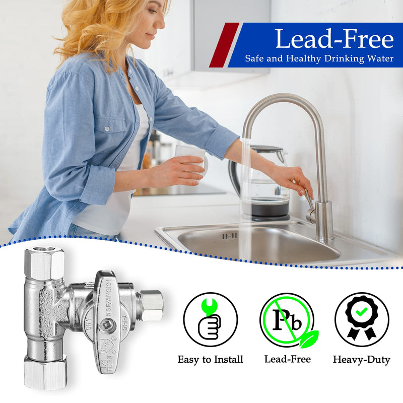 Fridge Water Line Kit Connector - Refrigerator Ice Maker Water Line Splitter, Also Available for Ice Maker Outlet Box, Drinking Water Faucet, Water Filtration System(1/4"-3/8"-3/8") 3/8x3/8x1/4