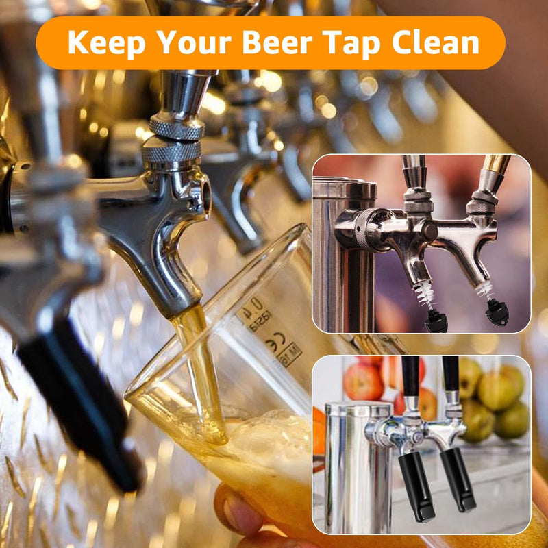 Beer Faucet Cap Keg Tap Brush, 4Pcs Beer Tap Plugs & 4Pcs Kegerator Tap Cover for Most Standard American Beer Faucets