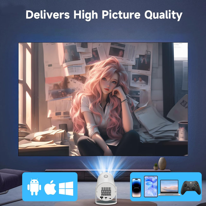 HY300 Mini Projector,Ceiling movie projector,Indoor mini projector，Manual focusing,Compatible with phone, TV Stick , HDMI, USB