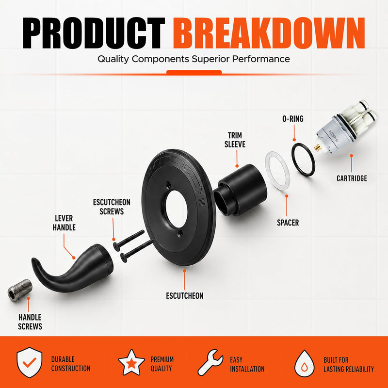 T13020 Shower Trim Kit with RP46074 Cartridge, Matte Black Valve Trim