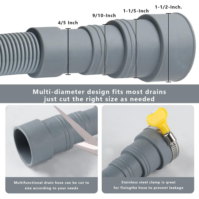 2 M/6.56 ft Washing Machine Drain Hose Extension,Universal Dishwasher Drain Hose Extension Kit,Flexible Hose for for Washer Dishwasher Dehumidifier Drain Hose, with 2 Hose Clamps,1U Hose Holder