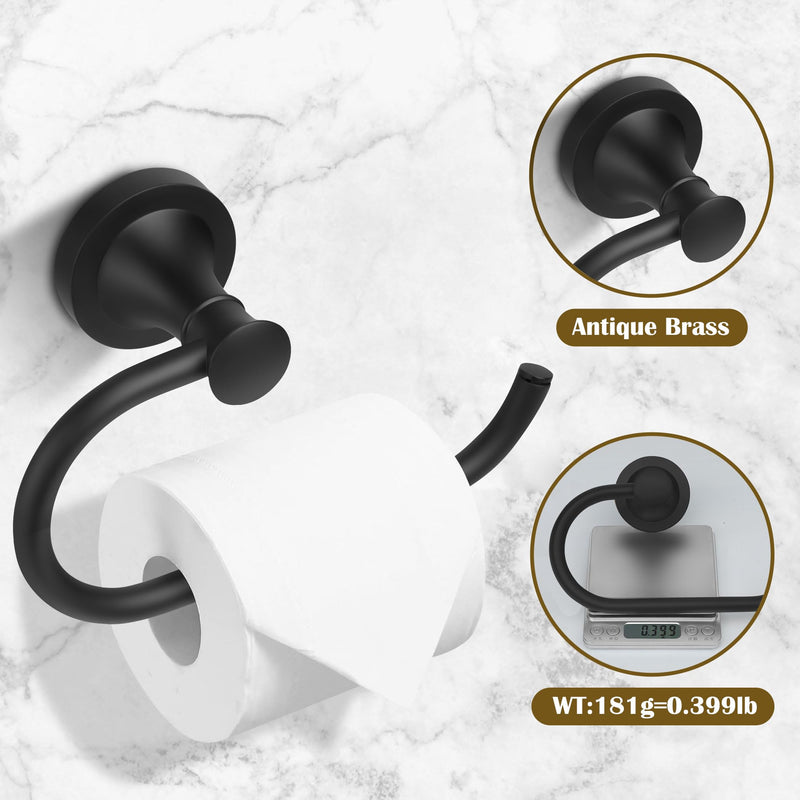 Black Toilet Paper Holder, Bathroom Toilet Tissue Roll Holder Hanger, Matte Black Towel Paper Holder for Bathroom, Wall Mount Bathroom Hardware Accessories