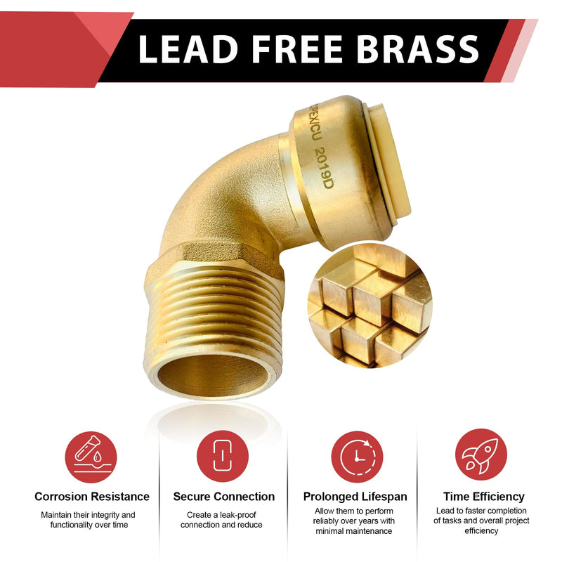 10Pcs EFIELD Push fit fittings 1/2" Male NPT Threaded Elbow(PF059-10) 1/2''x 1/2'' (Pack of 10)
