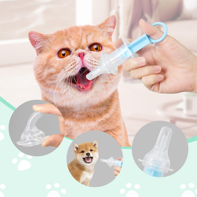 7 Pack Cat Pill Shooter, Pill Cutter and Crusher for Pets, Tablet & Liquid Soft Tip Pill Pusher for Cats, Pet Popper for Cats Dogs, Pet Medicine Feeder, Kitten Puppy Bottle Feeding Kit (Set C)