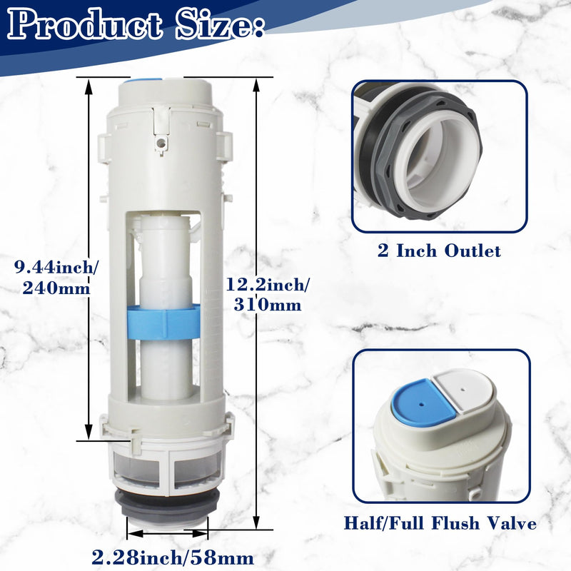 Toilet Flush Valves, THU224 2-Inch Dual Flush Valve Replacement with Mounting Nut for Two Piece Toilets Compatible with TOTO Aquia Toilet Tank ST412M