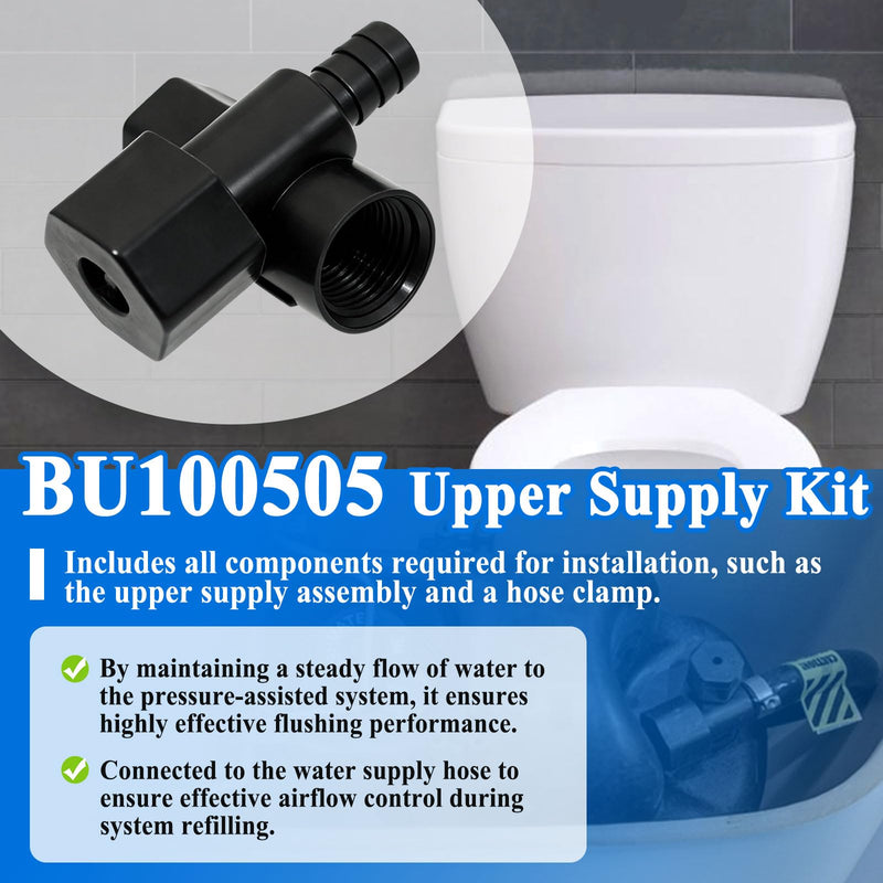 2Pcs BU100505-KIT Upper Supply Assembly, with Metal Buckle, Compatible with 503, 503H, 504 Series Pressure Assisted Toilet Flushing Systems