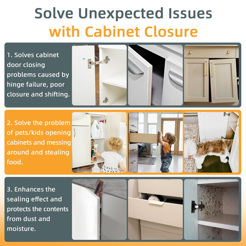 Jiayi 4 Pack Strong 17lb Magnetic Door Catch Stainless Steel Self Adhesive Cabinet Magnets for Kitchen Cabinet Drawer Cupboard Closet Door Latch Black