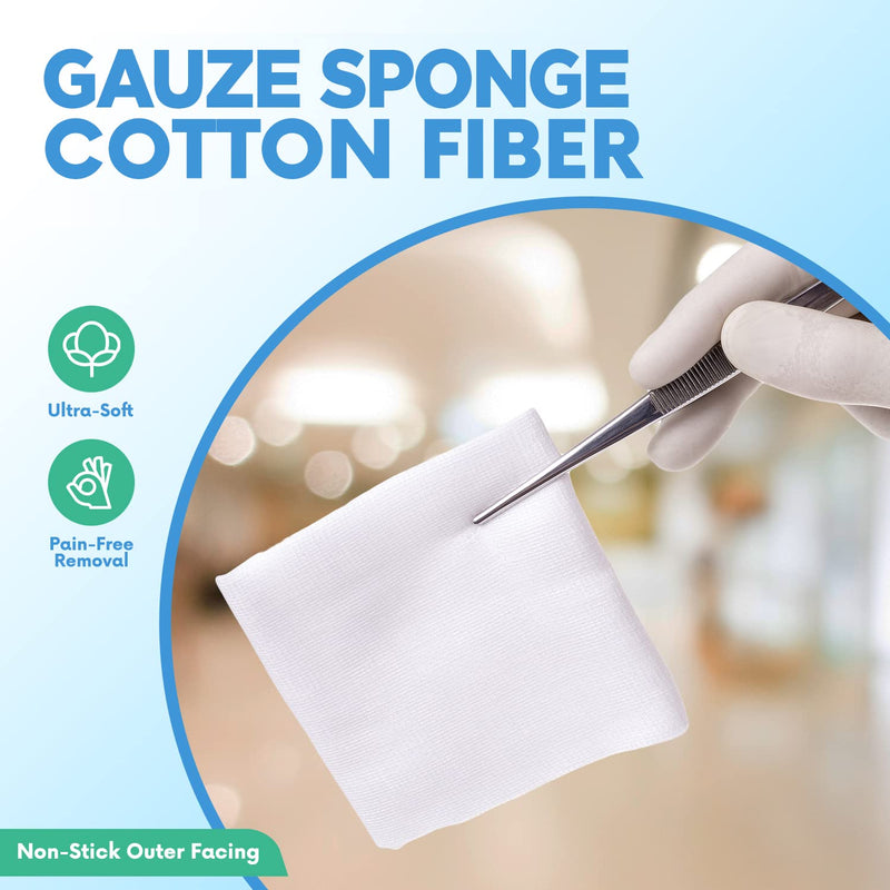 HEALQU 4x4 Gauze Pads - 12 Ply Woven Pack of 200 - Ultra Absorbent Soft Non-Sterile Surgical Sponges for Wound Dressing, Debridement, Cleaning and Prepping 4x4" - 12 Ply Bag/200