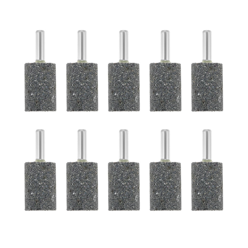 dophee 10Pcs 20mm Cylindrical Shape Aluminum Oxide Mounted Grinding Stones Rotary Grinding Bits with 1/4" Shank for Electric Rotary Tools Drill Grinder