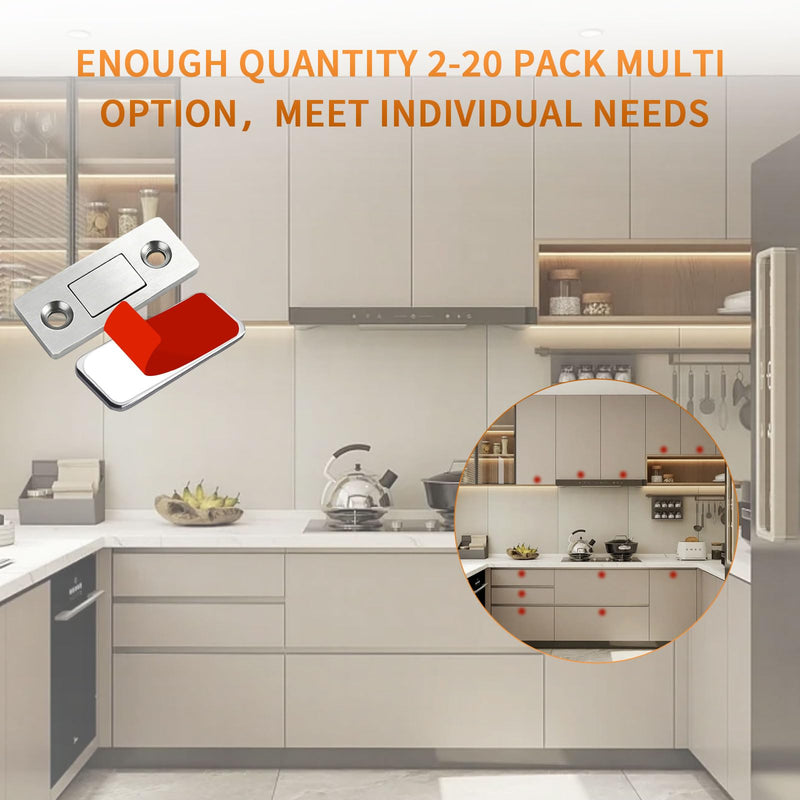 Cabinet Magnets Stick On 14 Pack, Magnetic Door Catch Ultra Thin, Quiet Cabinet Door Magnets, Punch-Free for Sliding Door Kitchen Cupboard Closure Closet Door Closer
