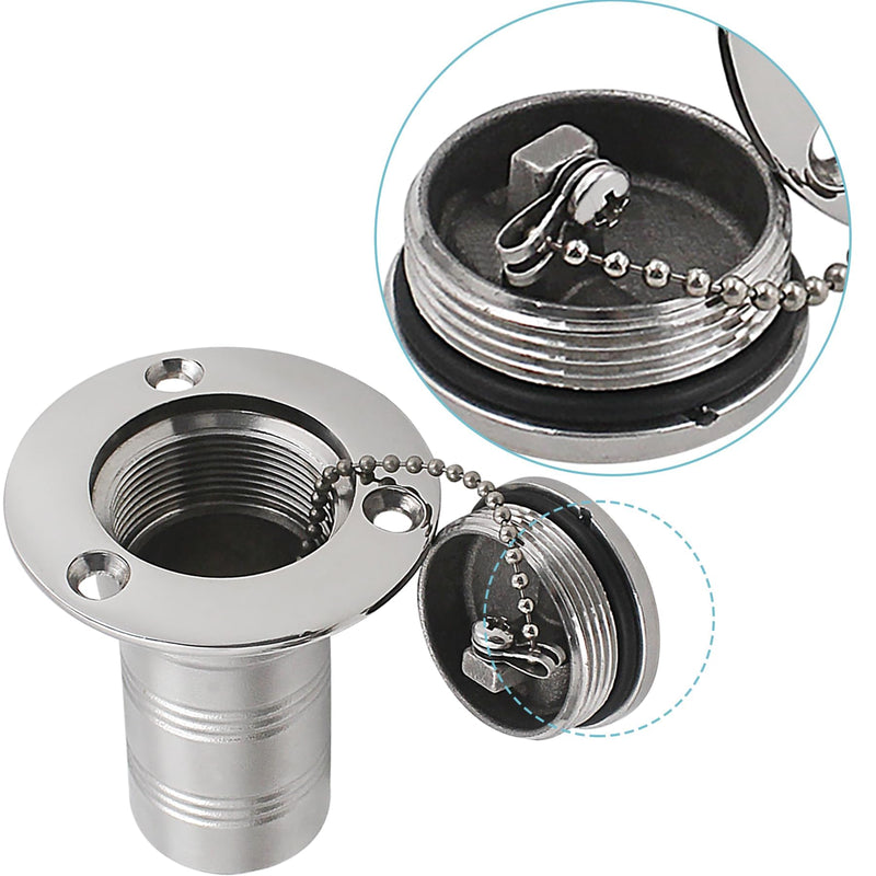 YANYUCB Boat Deck Fuel/Gas/Water/Diesel/Waste Filler(1-1/2 inch,2inch),316 Stainless Steel Deck Filler with Key/Keyless Cap,Marine Fuel Tank Filler Neck,Boat Deck Hardware for Boat Yacht 1-1/2 inch A-Fuel-Straight