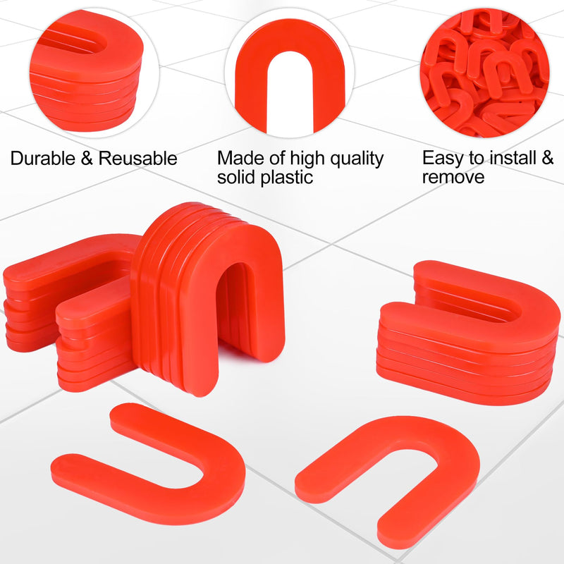 Horseshoe Shims Tile Spacers 1/8 Inch (3mm) 200Pcs U-Shaped Plastic Shims for Tile Leveling System Floor Wall Ceramic Tile Stone Installation - Red 1/8"-200 Pcs - NewNest Australia