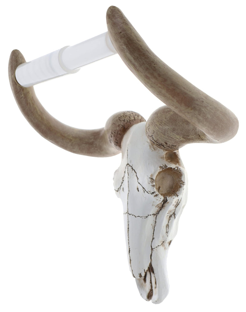 Bull/Cow Skull Wall Mount Toilet Paper Holder – Rustic Western Bathroom Décor