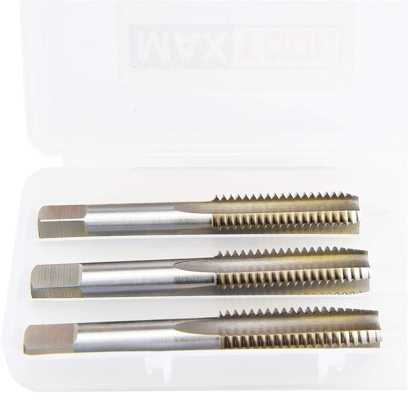 MaxTool 1/2-13 Hand Threading Tap Sets Including Taper+Plug+Bottom High Speed Steel M2 Taps Set 13-TPI FULLY GROUND RIGHT HAND; HSF02W00R032