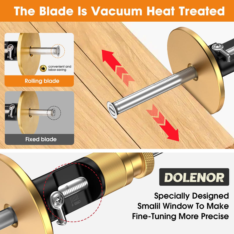 Wheel Marking Gauge Knife Woodworking, Scribe Tool Woodworking, Adjustable 0-12cm, Aluminum & Brass Options, for Parallel Lines, Dovetail Joints & Professional Carpentry (Brass with Fine Adjustment)