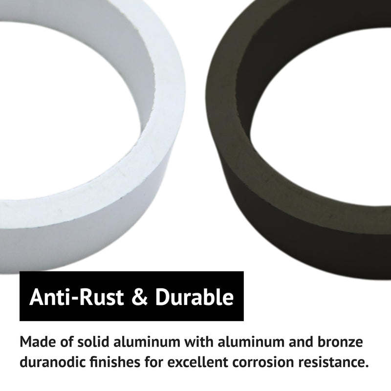 elox Solid Aluminum 3/8" (9.1mm) Mortise Cylinder Collars – 10 Pack, Aluminum Finish 9.1mm