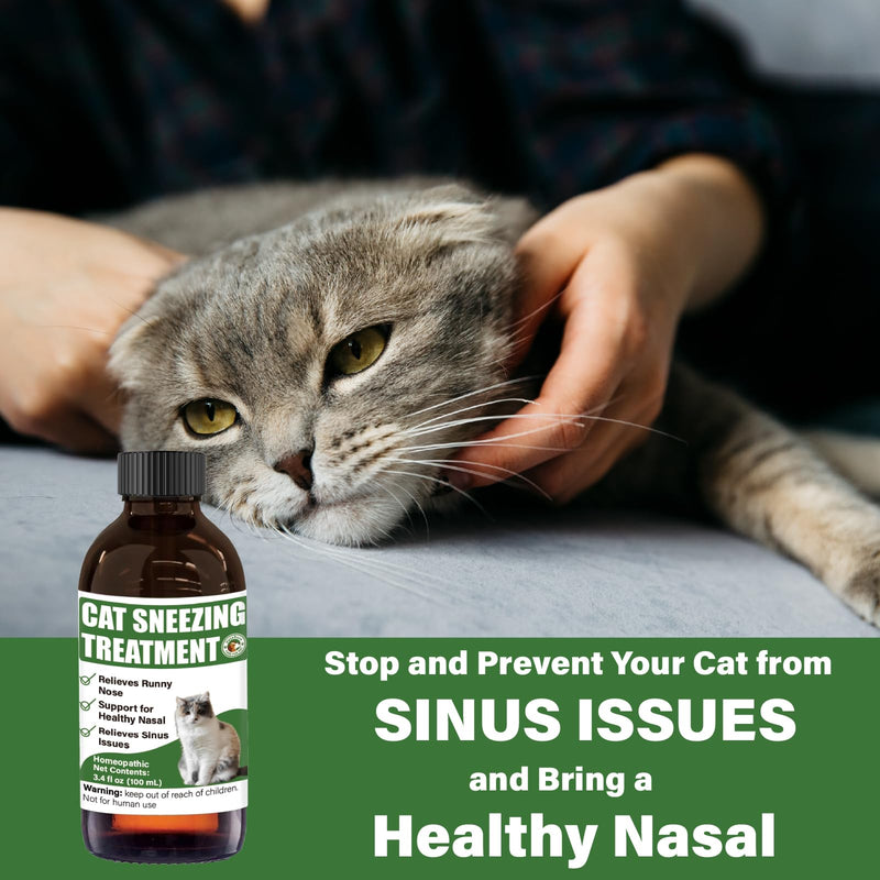 Cat Sneezing Support Liquid – Feline Nasal & Sinus Oral Supplement, 100 ml with 3 ml Dropper – Gentle Homeopathic Formula for Daily Respiratory Comfort