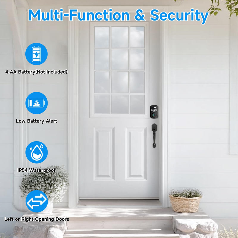 Fingerprint Door Lock - Keyless Entry Door Lock Smart Deadbolt Lock - Electronic Digital Keypad Lock - Smart Locks for Front Door - Auto Lock - Easy Installation Black