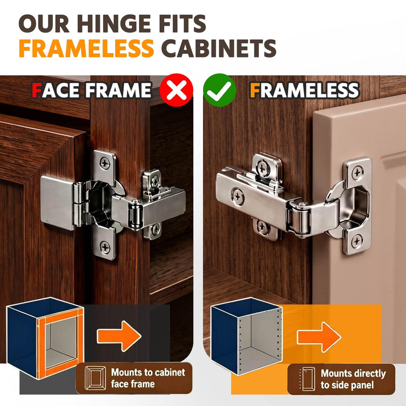 Lazy Susan Hinges 135° & 180° Soft Close for Corner Cabinet, Full Overlay, 2 x 180° + 2 x 135° Hinges, Kitchen Bifold Hardware with Silent Damper, Pie Cut Solution