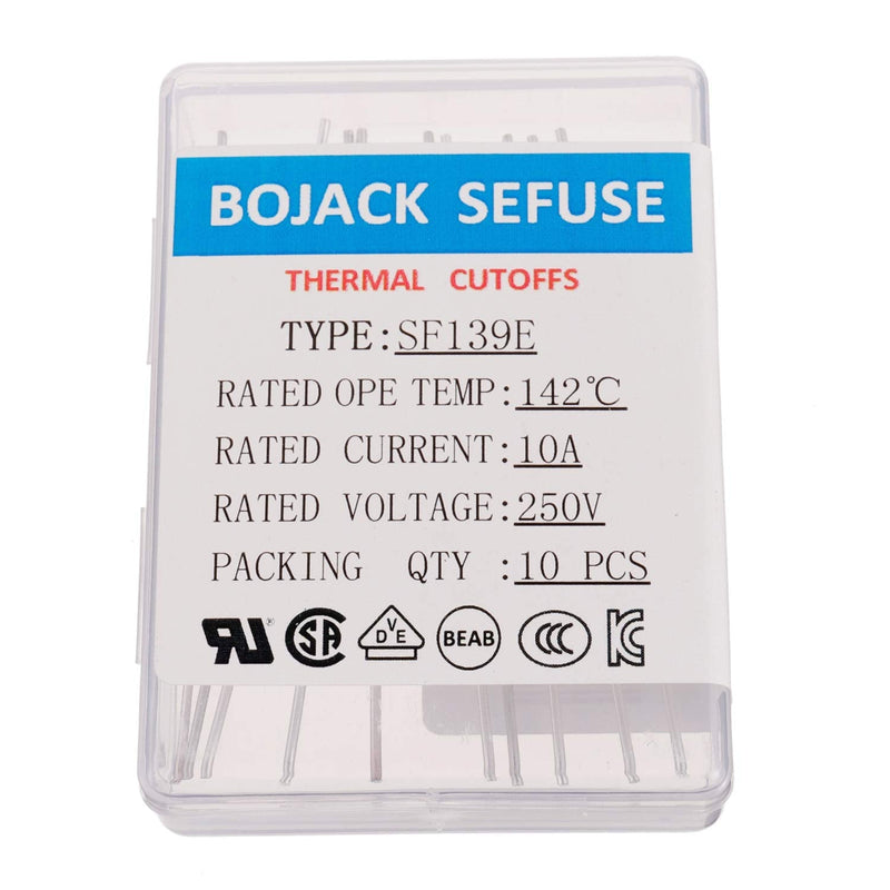 BOJACK SF139E SEFUSE 10A 250V Thermal Fuses 142 Degrees Celsius Thermal Cutoffs (Pack of 10)