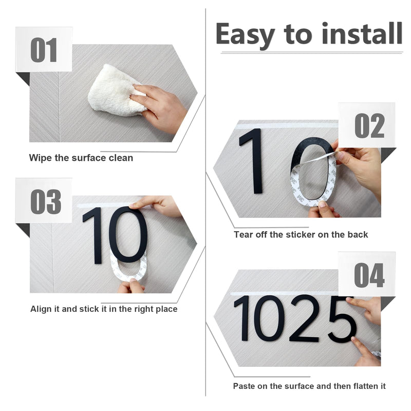 Self-adhesive House Number,5 Inch Black House Numbers, Acrylic Modern House Numbers for Outside, Street Numbers Mailbox Numbers Garden Door Address Numbers ,Apartments Office hotel, Easy Install 5 In Black 5in No 2