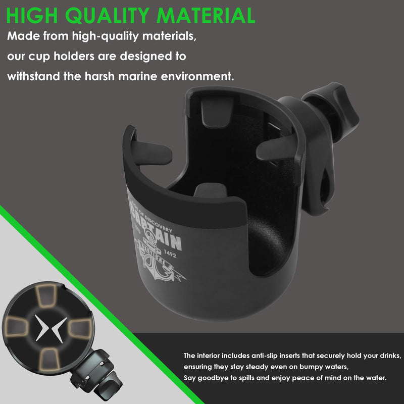 Boat Rail Cup Holder,Marine Drinks Cup Holder for Bimini Top Conver Rail Or Pole, Grip Rail, Grab Bar (Pack of 2) Pack of 2