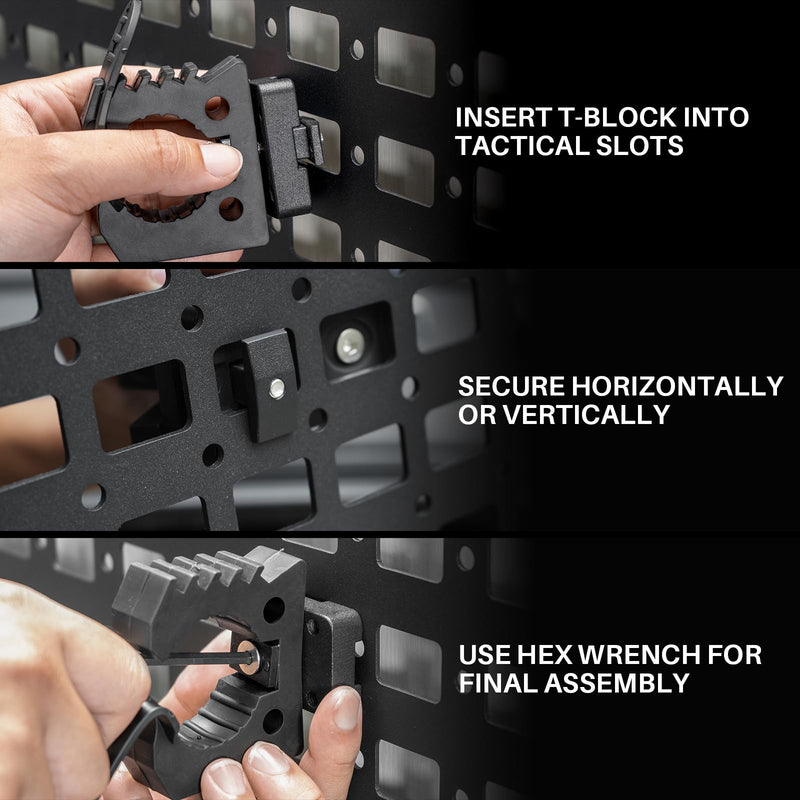 Quick Release Rubber Clamp for MOLLE Panel, MOLLE Adapter Accessories Mount for Shovel, Axe, Tools, 4-Pack