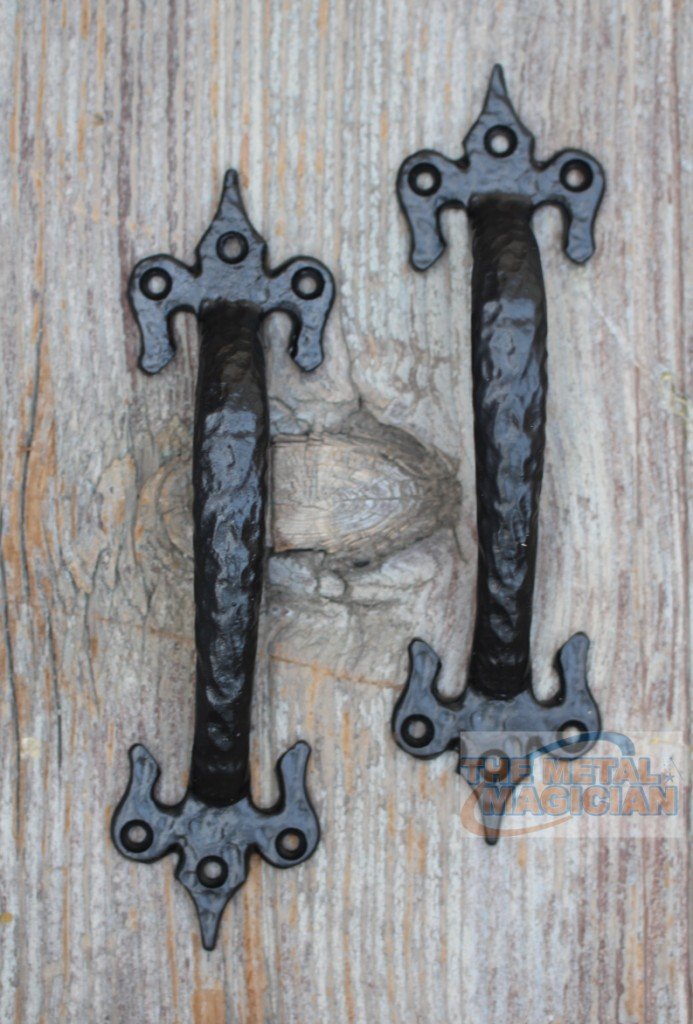 The Metal Magician 7 Inch Barn Door Handles, Pack of 2, Garage Door Handles Decorative, Hardware Rustic FDL Design Black Cast Iron Handle, Fence Gate, Metal Gate Outdoor, Outdoor Kitchen Cabinets