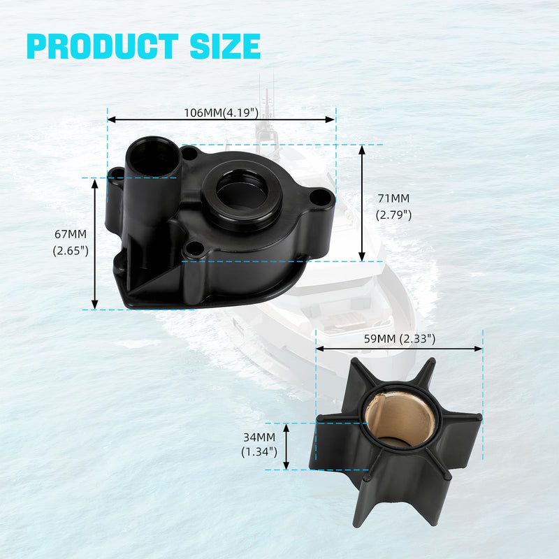 96148Q8 Water Pump Impeller Repair Kit for Mercury Mariner Outboard V6 65-225 HP and Mercruiser MC-1 R MR Alpha One Gen 1 impeller kit Replacement 46-96148A8 46-96148Q8 46-96148T8, 18-3217