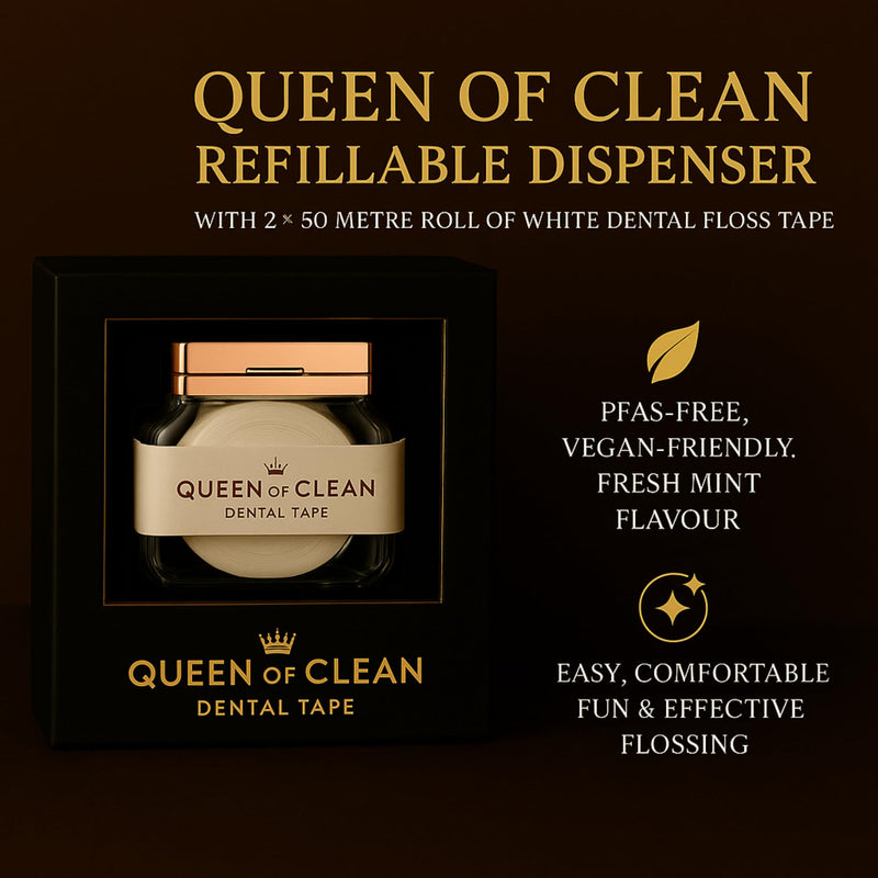 Dispenser: Includes 2 x 54 Yard Roll of White Dental Floss Tape – Easy, Comfortable, Fun & Effective Flossing, PFAS-Free, Vegan-Friendly, Fresh Mint Flavour. Seriously Good Floss