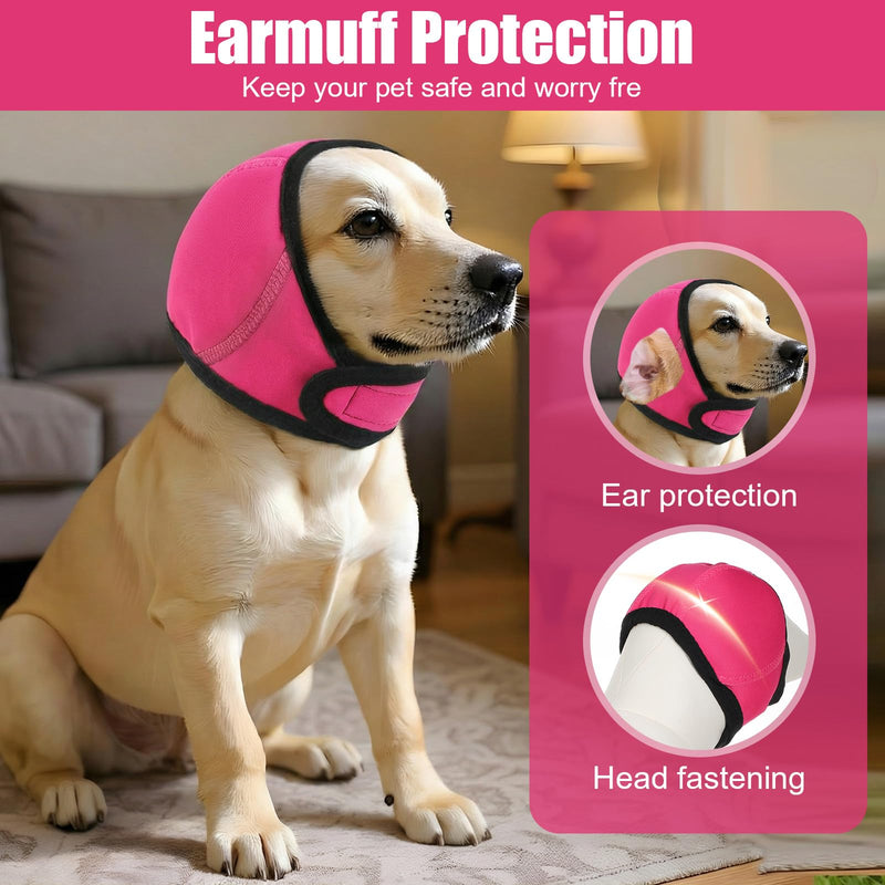 Dog Ear Muffs, Dog Ear Cover for Noise Protection & Bath, No Shake Ear-Wraps for Dogs, Dog-Ear Protection for Noise, Ears Muffs for Grooming/Head Ears Cover (Pink, M)