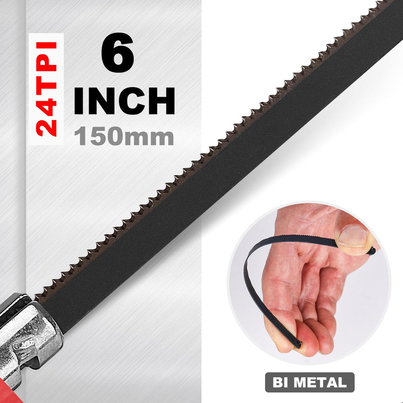 HAUTMEC 6inch Mini Hacksaw With Miter Box Set and 1pcs Bi-Metal Blade Small Miter Saw With Adjustable 6 Cutting Angles Professional Hack Saw for Metal、Crafts、Wood、Plastic Cutting 6" Hacksaw with Mitre Box