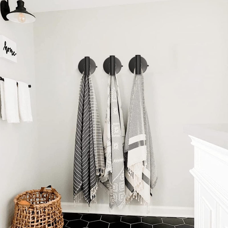 DGYB Large Suction Cup Hooks for Shower Set of 2 Black Towel Hooks for Bathrooms Stainless Steel Suction Shower Hooks for Inside Shower 15 Lb Removable Wall Hooks for Hanging Heavy Duty Matte Black