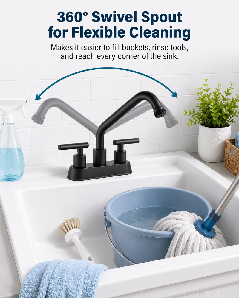 Aolemi Laundry Utility Sink Faucet,3/4" NPT Threaded End,Matte Black Matte Black