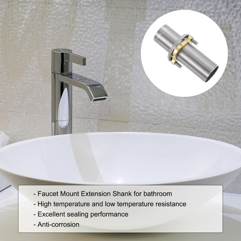 uxcell Faucet Mount Extension Shank 4"x 1.25" Stainless Steel Pipe Faucet Extension Nipple Locknut Kit Extension Threaded Lengthen Fixed High Foot with Nut and Gasket Faucet Fittings