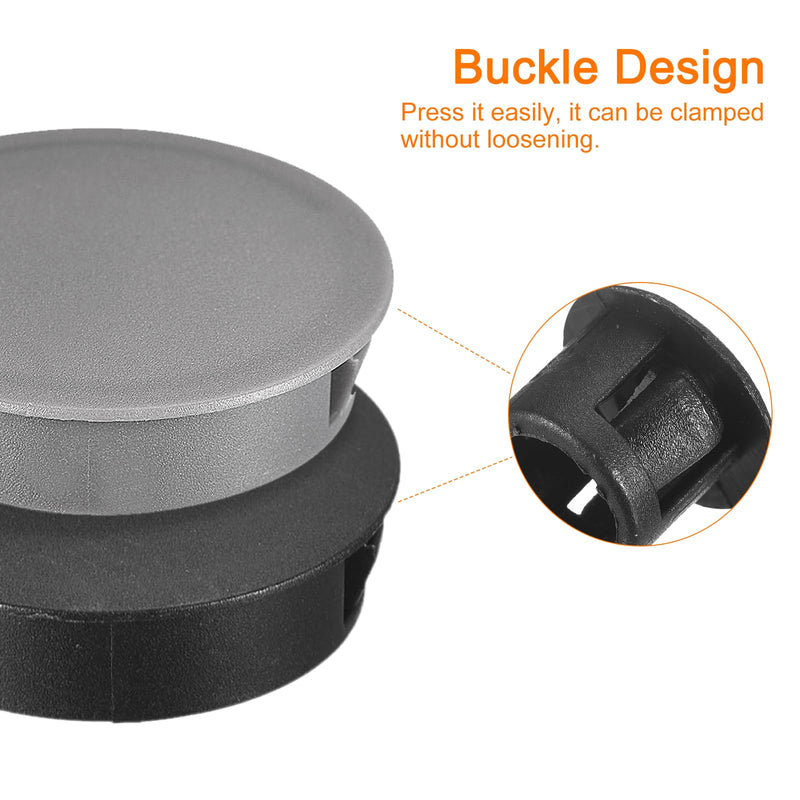 uxcell 12mm(15/32") Plastic Hole Plugs, 36Pcs Flush Type Panel Round Snap in Fastener Knockout Locking Plugs for Furniture Insert End Caps Panels, Brown