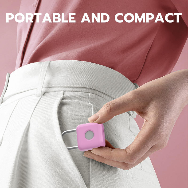 Fingerprint Padlock eLinkSmart Gym Locker Lock for Girls Women with Phone App iOS Watch Metal Keyless Combination Locks for School Sports Locker Toolbox Hasp Storage Pink Cherry Pink
