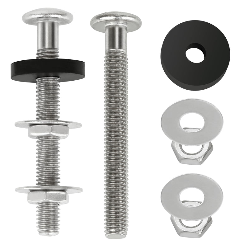 Stainless Steel Toilet Tank Bolts & Rubber Gaskets Kit (2 Pack) for Toto Toilet Parts - Leak-Proof Toilet Seat Bolts & Seals, Fits for Toto Toilets